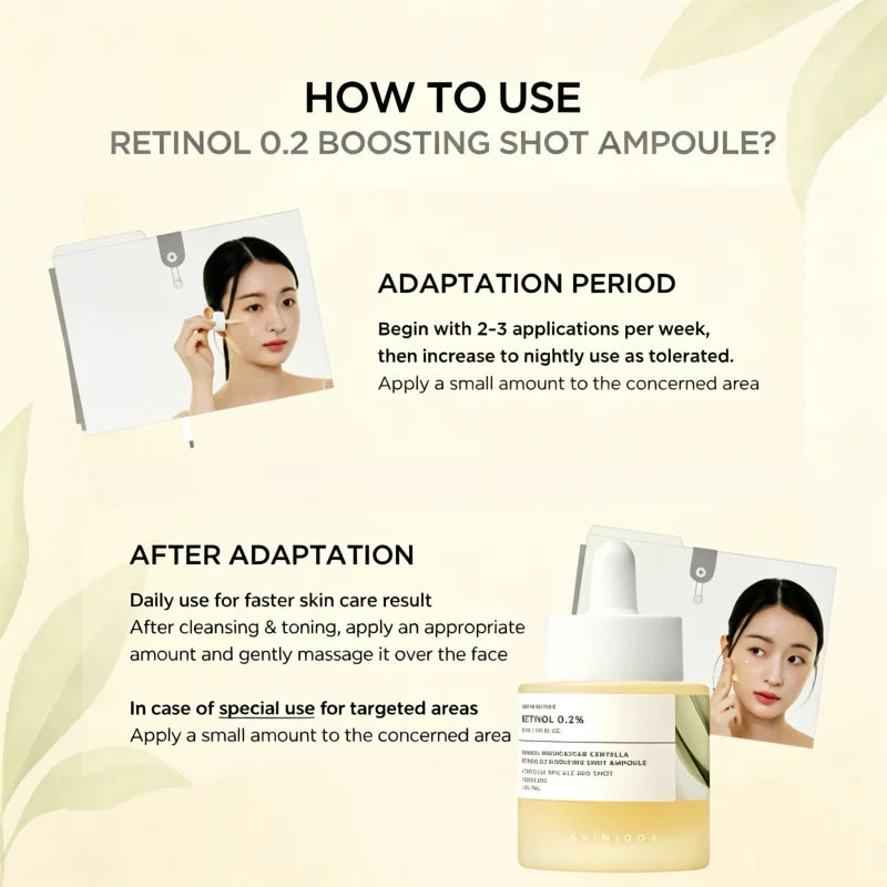 Korean Centella Retinol 0.2% Boosting Shot Ampoule,Facial Serum for Skin Elasticity,Reduce Fine Lines Beauty Skin Care Products