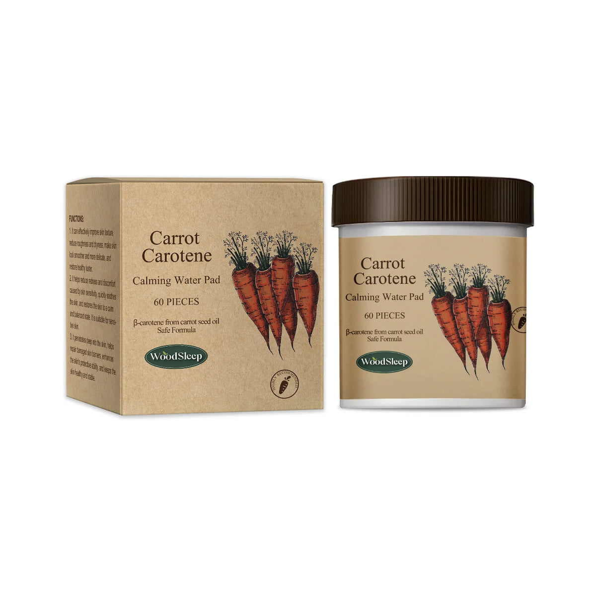 60PCS Carrot Carotene Face Pad Gentle Purifing Pores Moisturizing Refreshing Non-tight Soothing Redness Mild Face Cleaner Pad