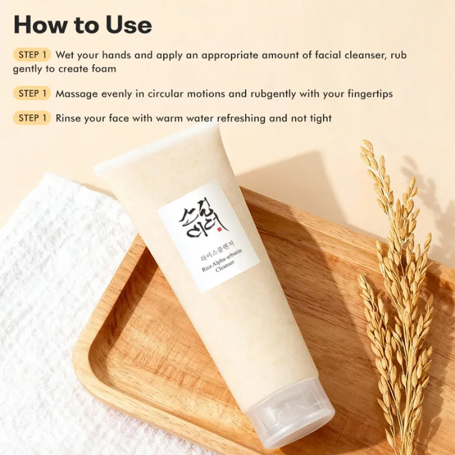 Korean Facial Brightening Cleanser,Low-pH Korean Rice Water Face Wash for Sensitive,Dry Skin,Gentle Face Wash for Moisturizing