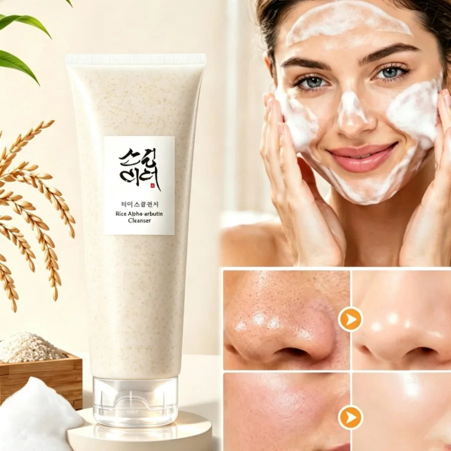 Korean Facial Brightening Cleanser,Low-pH Korean Rice Water Face Wash for Sensitive,Dry Skin,Gentle Face Wash for Moisturizing