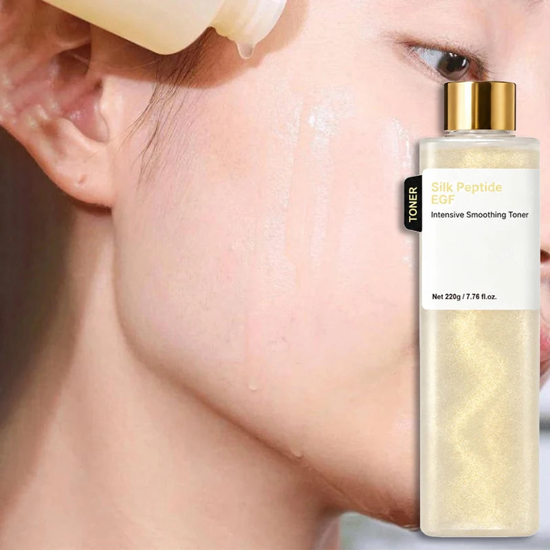 Silk Peptide EGF Facial Toner Gold Particle Smoothing Essence Water Deep Hydration Moisturizing Face Liquid Daily Korea Skincare