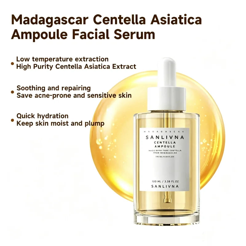 Korean Madagascar Centella Asiatica Ampoule Facial Serum,Soothes Acne Prone Moisturizing Repair Skin Barrier Skincare Products