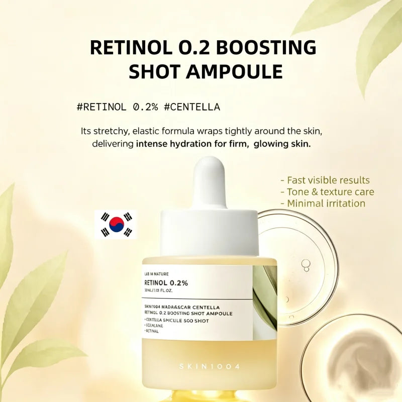 Korean Centella Retinol 0.2% Boosting Shot Ampoule,Facial Serum for Skin Elasticity,Reduce Fine Lines Beauty Skin Care Products