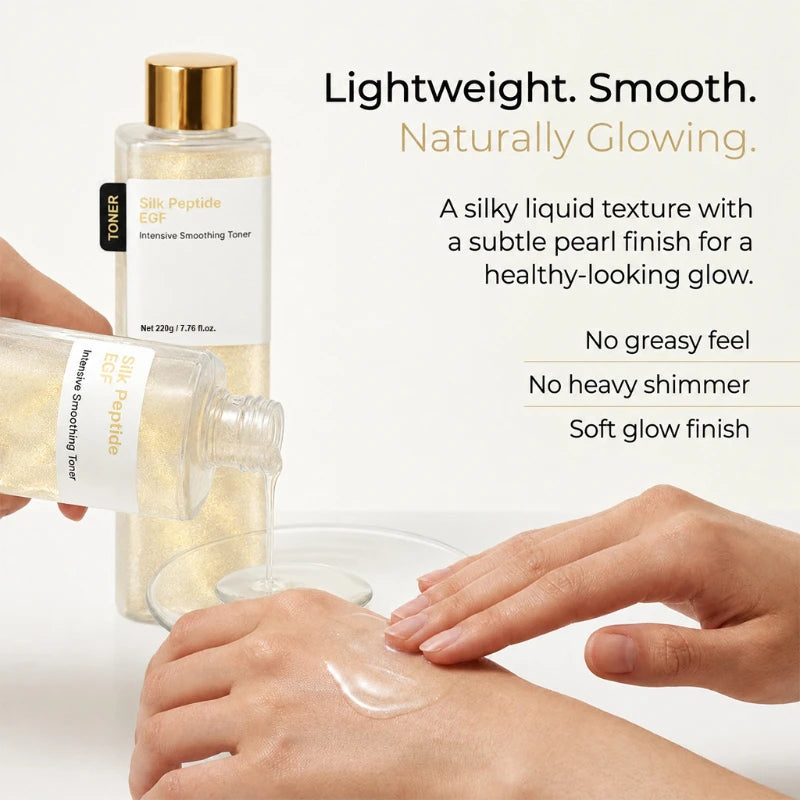 Silk Peptide EGF Facial Toner Gold Particle Smoothing Essence Water Deep Hydration Moisturizing Face Liquid Daily Korea Skincare