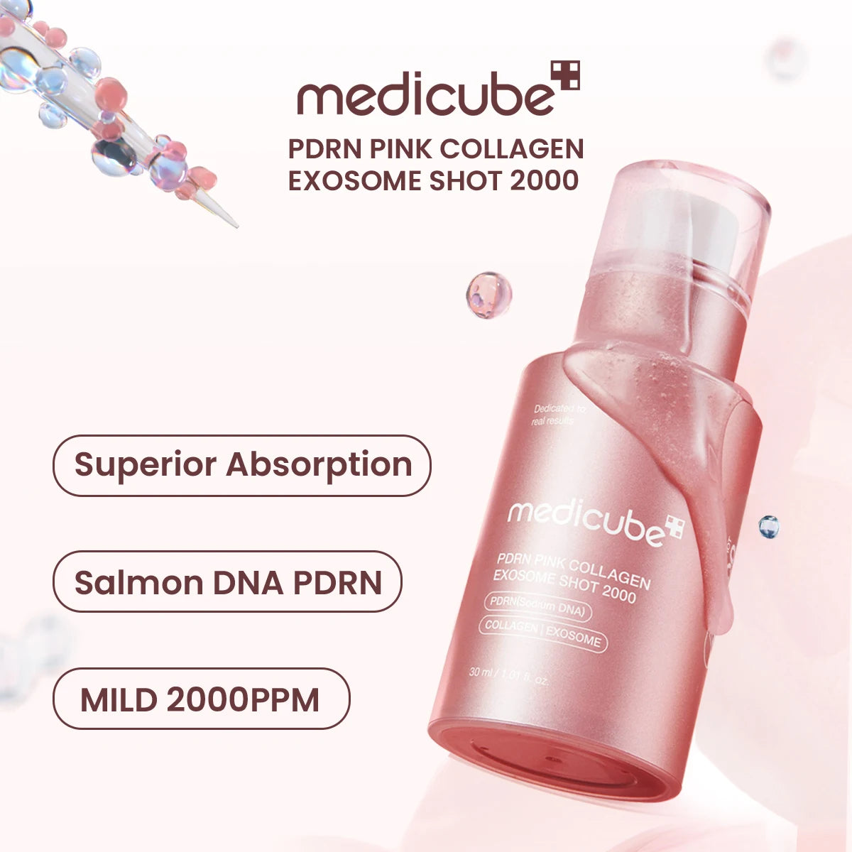 Medicube PDRN Pink Collagen,Pink Transparent Liquid,Lightweight&Fast-Absorbing,Two Versions,K-Beauty,Korean Makeup
