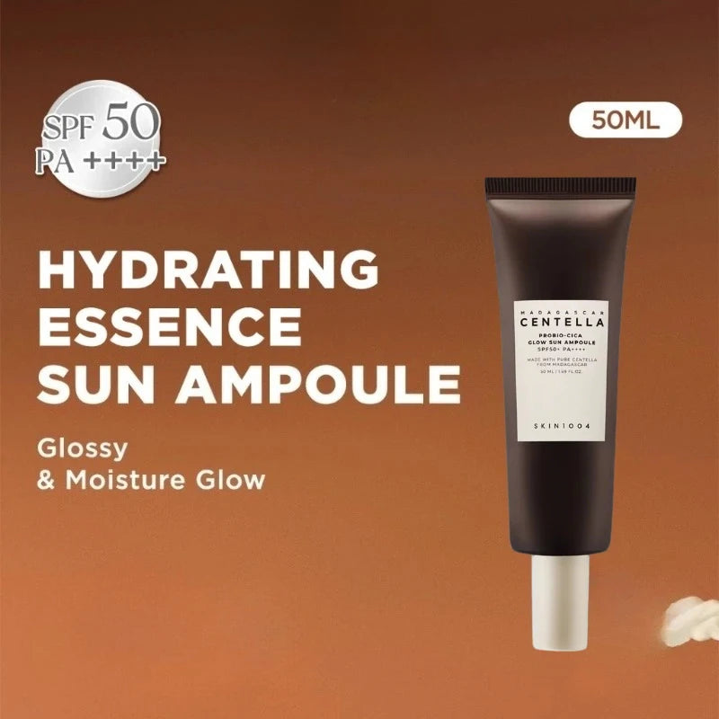 Korean Centella Probio-Cica Glow Suncreen Ampoule,SPF50+ Sun Protection,Facial Moisturising Daily Sun Face Cream Ampoule 50ml