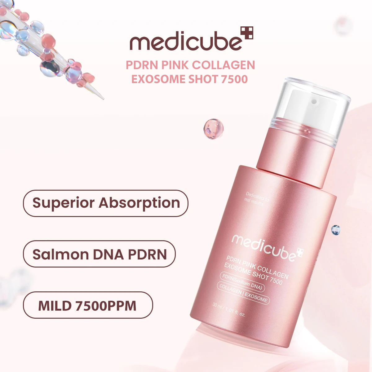 Medicube PDRN Pink Collagen,Pink Transparent Liquid,Lightweight&Fast-Absorbing,Two Versions,K-Beauty,Korean Makeup