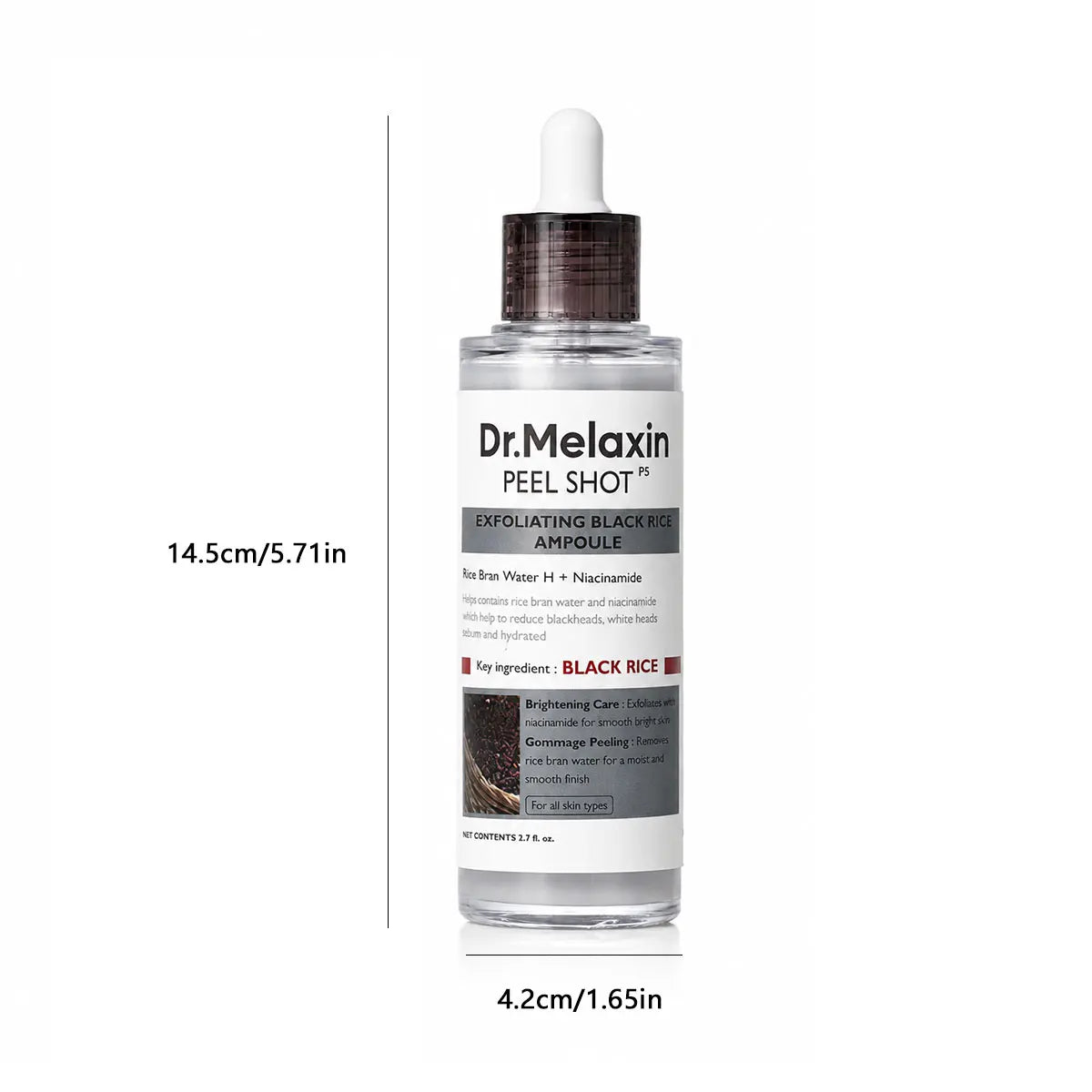 Dr.Melaxin PEEL SHOT EXFOLIATING BLACK RICE AMPOULE 80ml, Refine Texture, Soften Skin, Korean Cosmetics, Korean Skincare