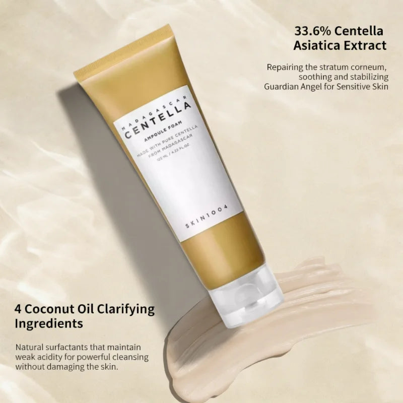 Korean Skincare Centella Ampoule Foam,Face Cleanser & Moisturizing Deep Cleansing,Gentle Daily Cleanser for Soft Skin 125ml