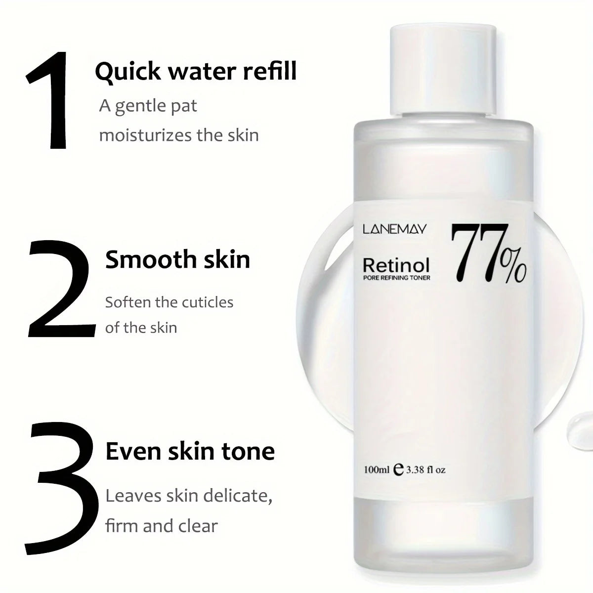 100ml 77% Soothing Toner With Retinol, For Sensitive Skin, Dry Skin, Aging Defying Skin, Helps Refine, And Exfoliate The Face