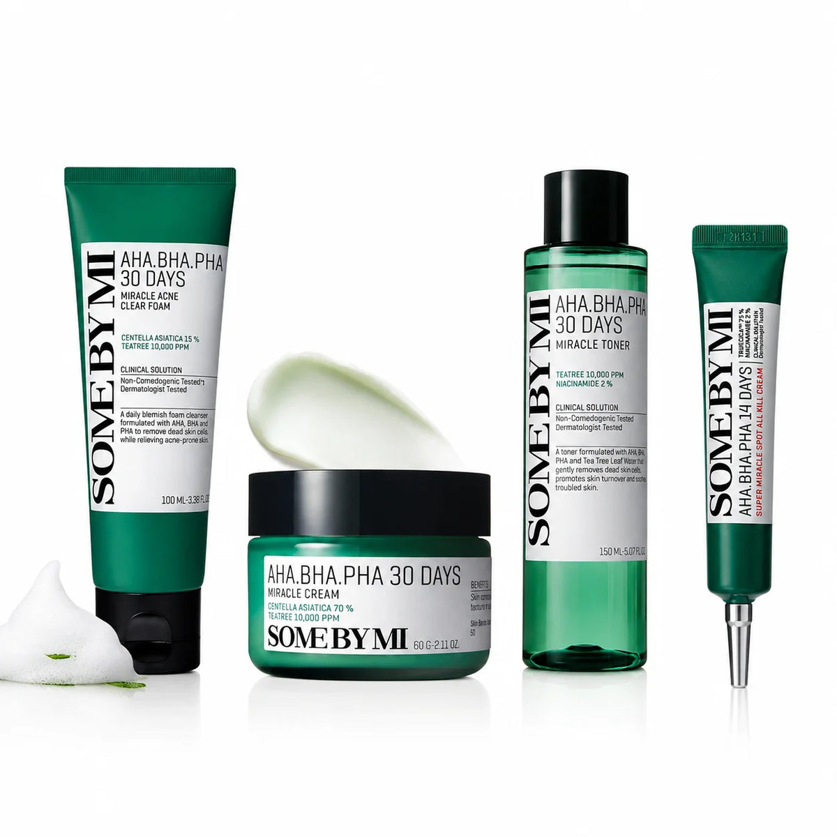 SOME BY MI AHA BHA PHA Skincare - Moisturizer Cream, Salicylic Acid Cleanser for Exfoliation, Toner for Pore Care & Oil Control