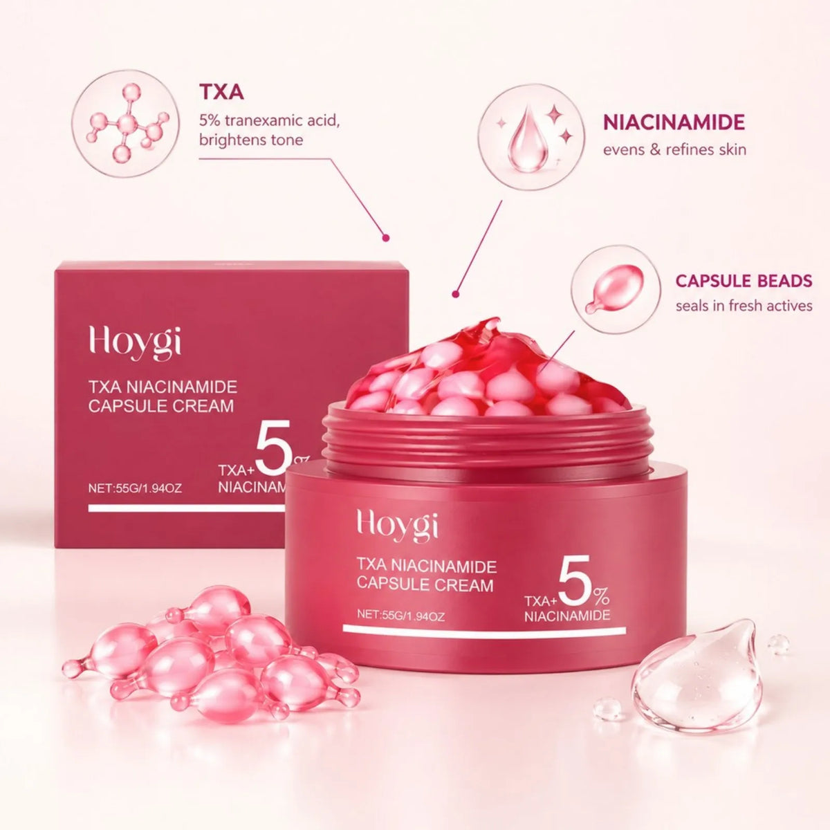 55g Nicotinamide Moisturizing Capsule Cream Nourishing Hydration Skin Lock in Moisture Refreshing Facial Care Cream for Dry Skin