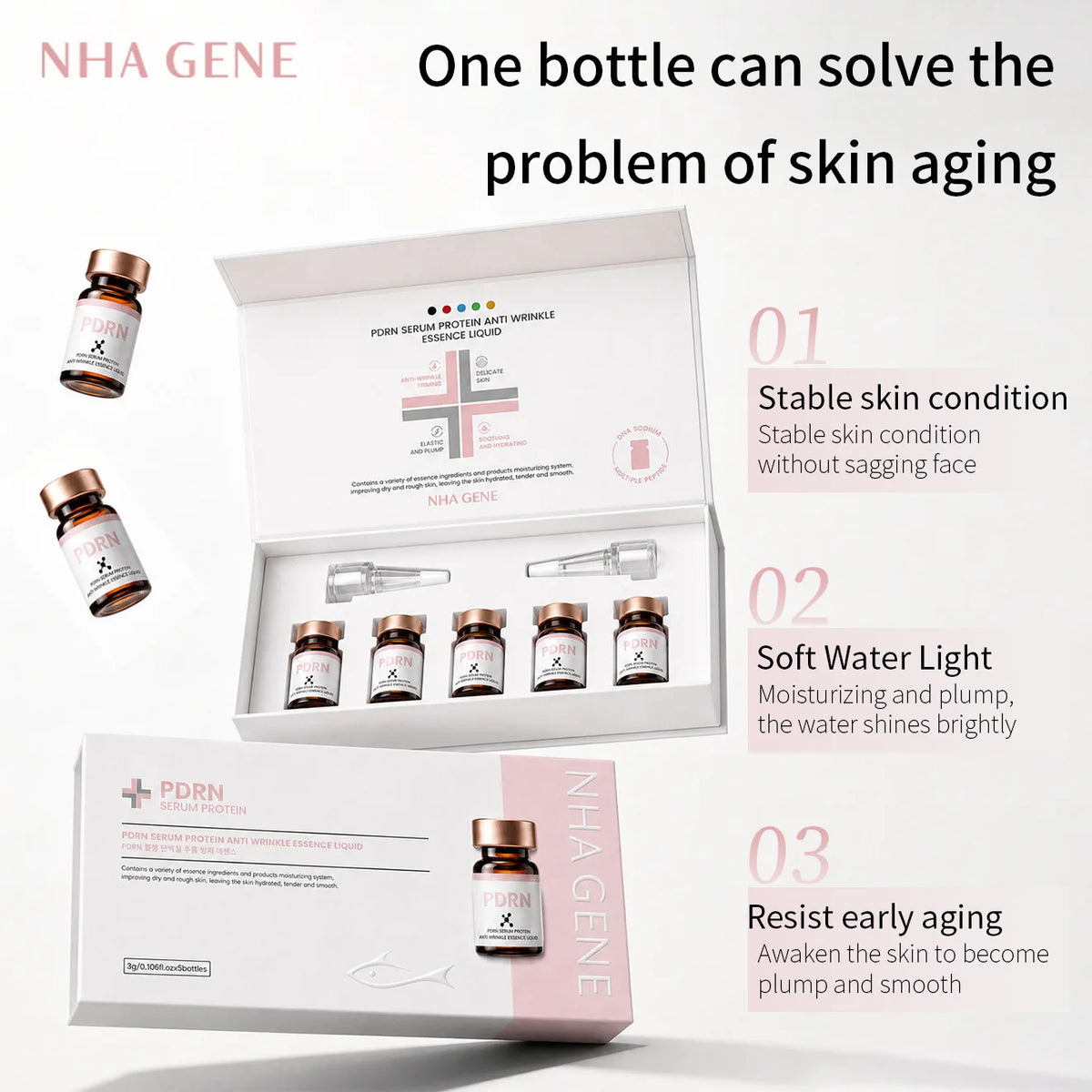 PDRN Salmon Protein Glow Serum, Visibly Plump Skin, Smooth Fine Lines, Gentle Barrier Recovery for Sensitive Complexion