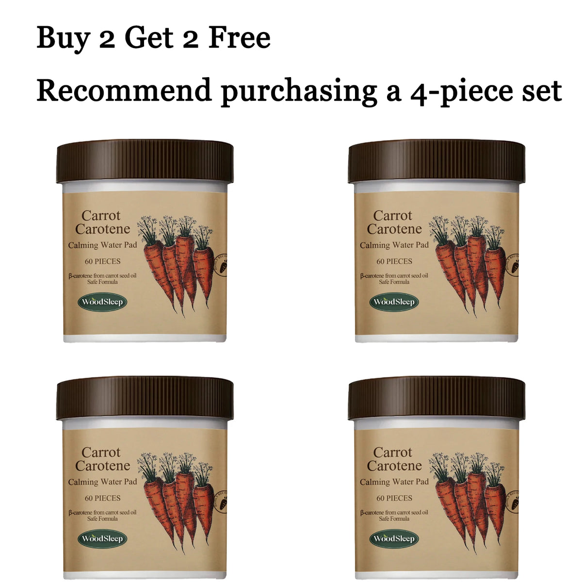 60PCS Carrot Carotene Face Pad Gentle Purifing Pores Moisturizing Refreshing Non-tight Soothing Redness Mild Face Cleaner Pad