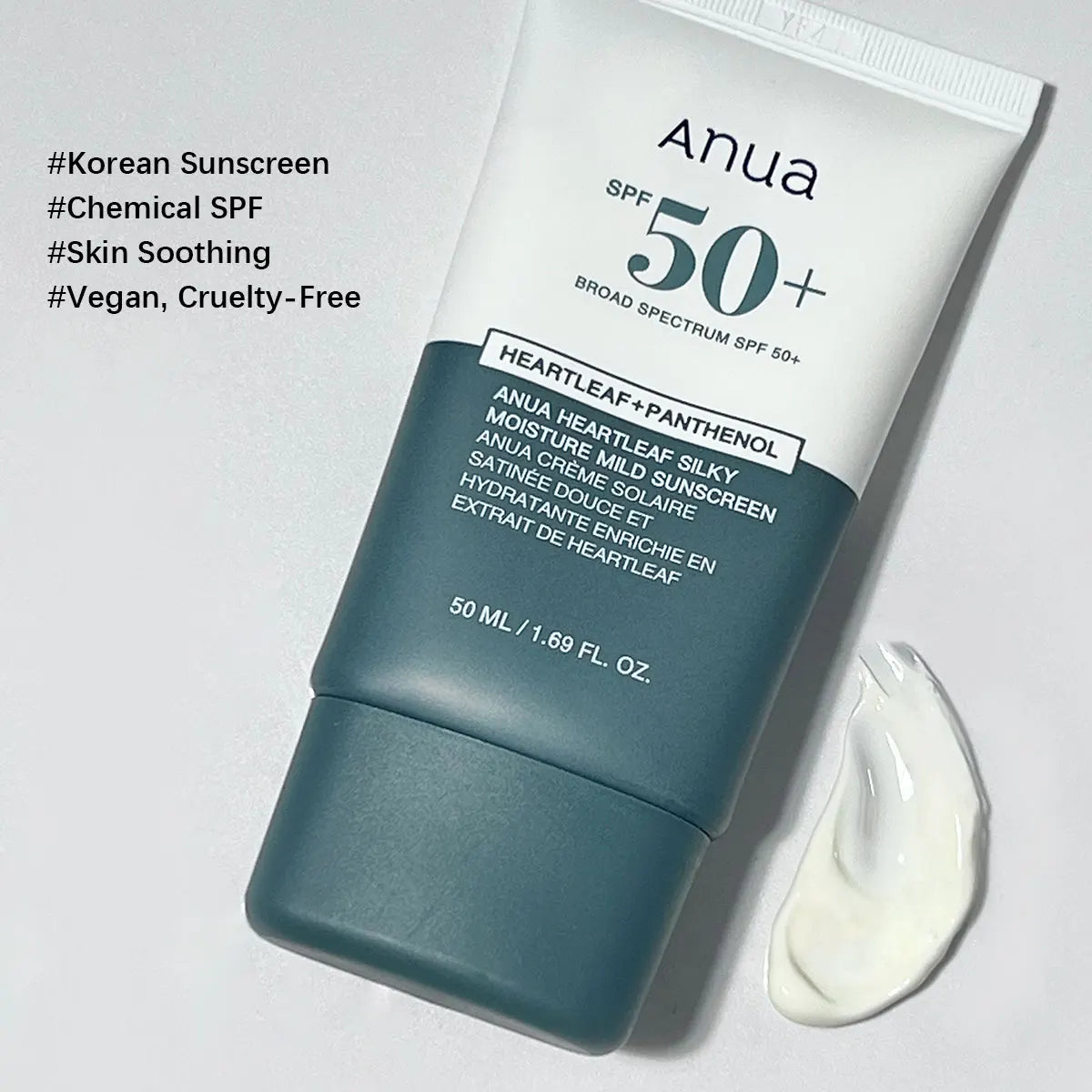 ANUA HEARTLEAF SILKY SUNCREAM 50ML, Silky Texture, Fresh Skin Feel, Korean Cosmetics, Korean Skincare
