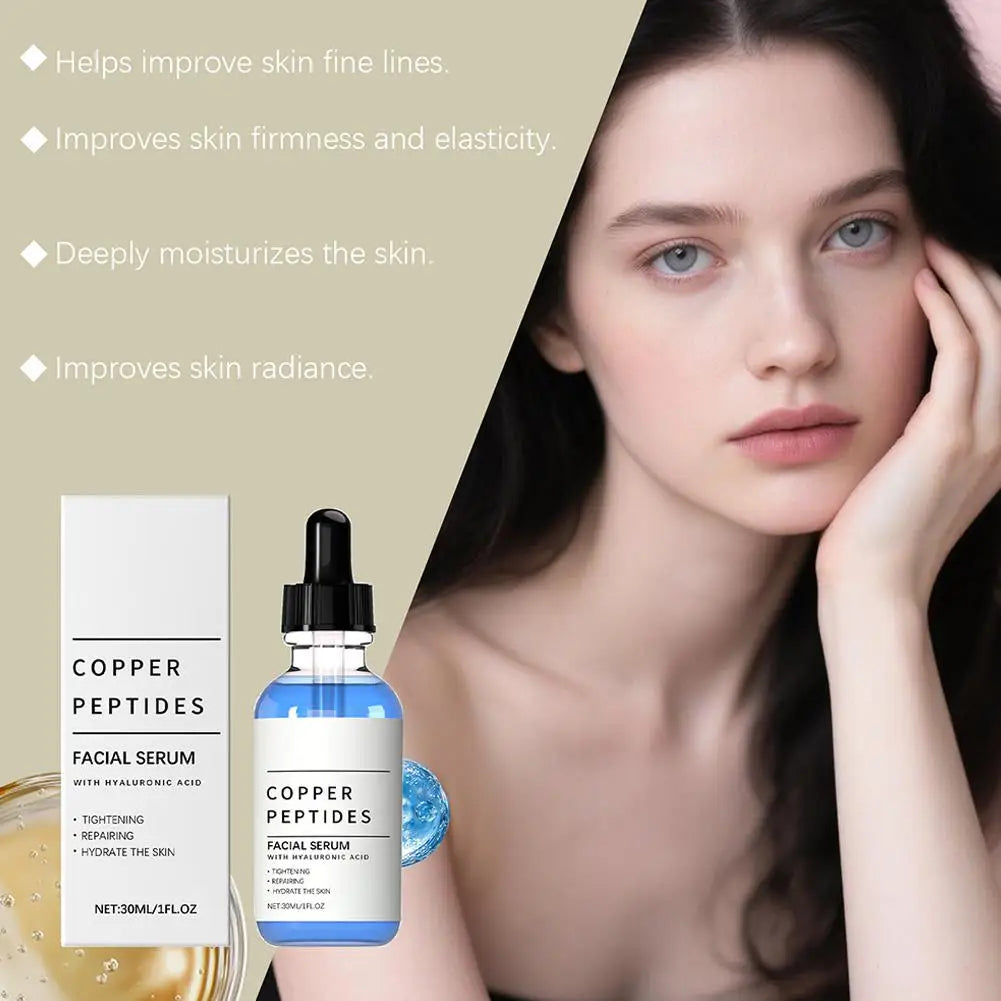 30ML Copper Peptide Serum for Face with Hyaluronic Acid, Copper Peptide Face Serum Moisturising Soothing for Fine Lines Skincare