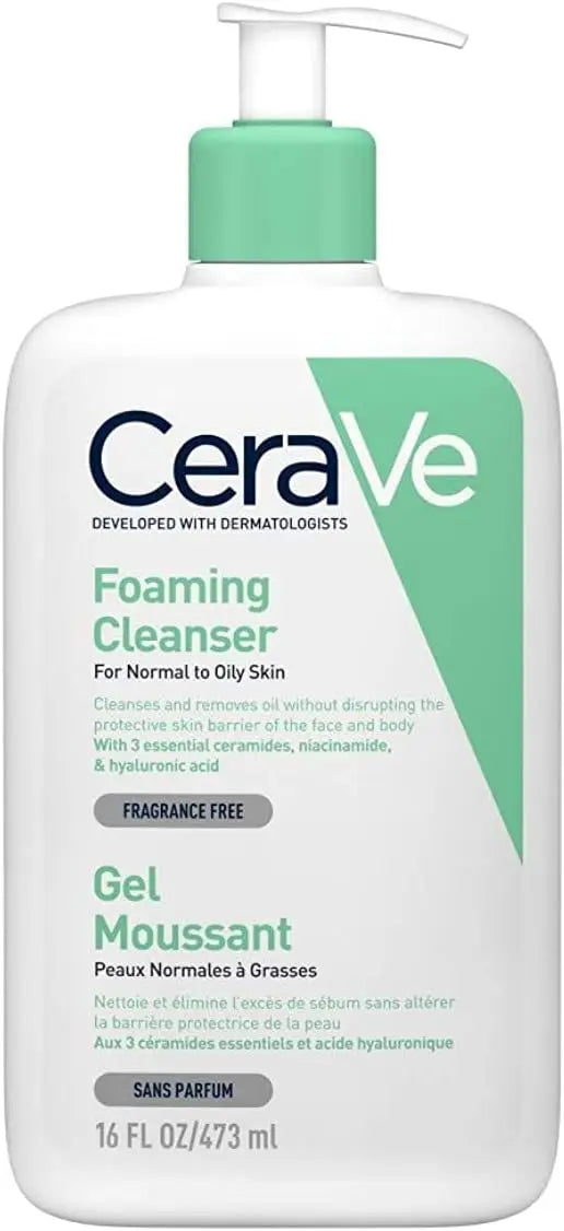 CeraVe 473ml Dual‑Use Foaming Wash for Face & Body, Dermatologist‑Tested Gentle Cleanser for Oily Skin Care