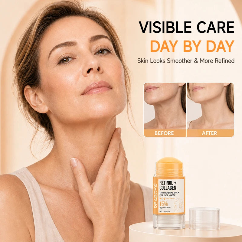 Retinol + Collagen Face Cream Neck Renewal Stick,Day and Night Hydrating Facial Lifting Firming Cream,Non-Greasy, Easy to Absorb