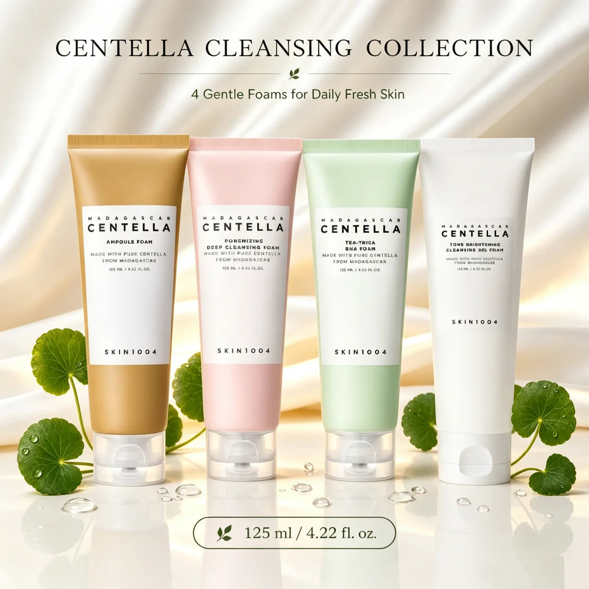Korean Centella Poremizing Deep Cleansing Foam,Tone Brightening Cleansing Gel Foam,Facial Moisturizing Fresh Cleanser 125ml