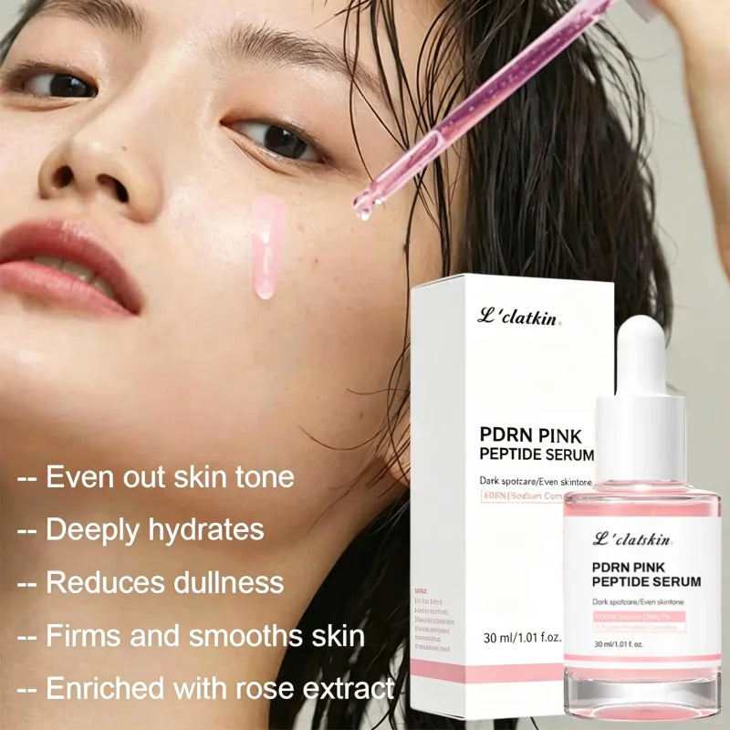 Korean Salmon DNA PDRN Pink Peptide Serum,Niacinamide Pink Glow Facial Serum,Deep Hydration Dull Skin,Uneven Skin Tone Face Care