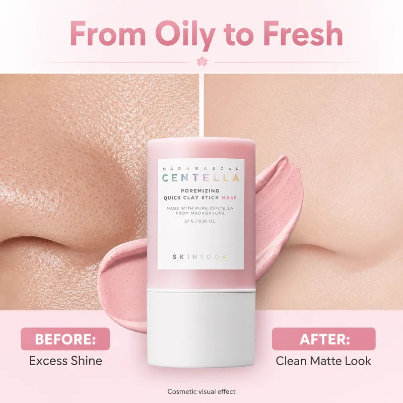 Korean Skincare Centella Moisturizing Pore Cleansing Set,Poremizing Quick Clay Stick Mask & Facial Deep Cleansing Cleanser Foam