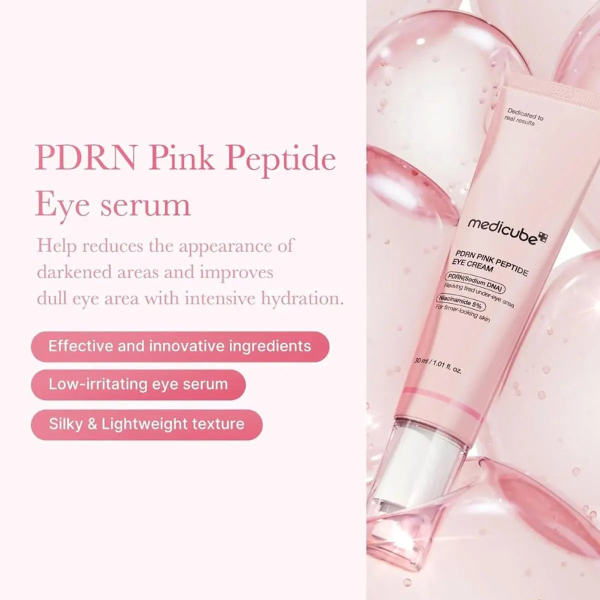 MEDICUBE PDRN PINK PEPTIDE EYE SERUM 30ml, Smooth Liquid, Gentle Eye Care, Korean Cosmetics, Korean Skincare