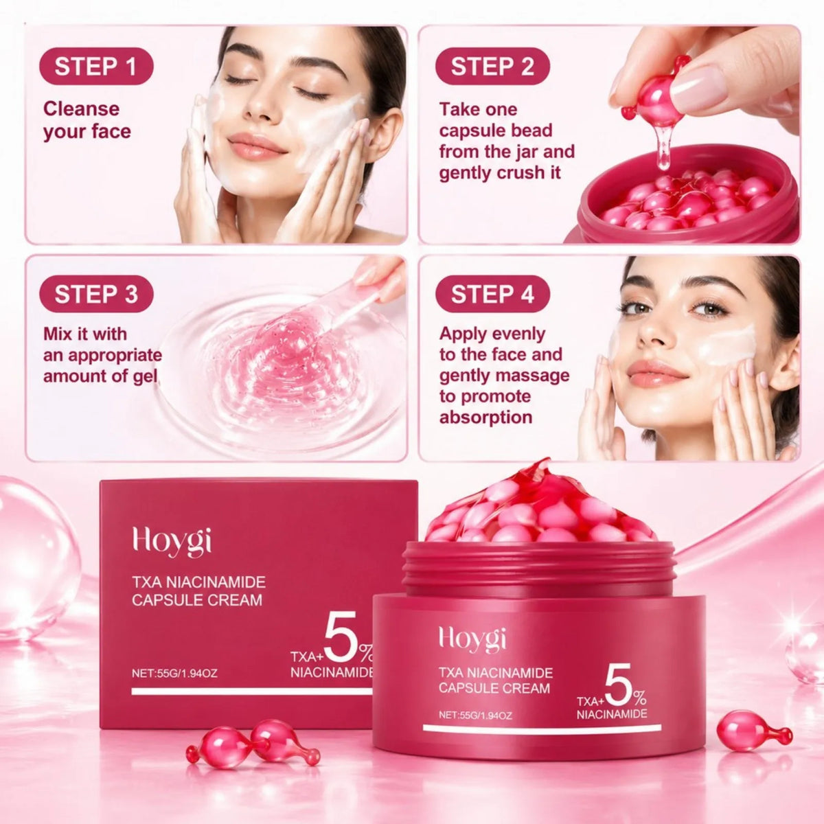 55g Nicotinamide Moisturizing Capsule Cream Nourishing Hydration Skin Lock in Moisture Refreshing Facial Care Cream for Dry Skin