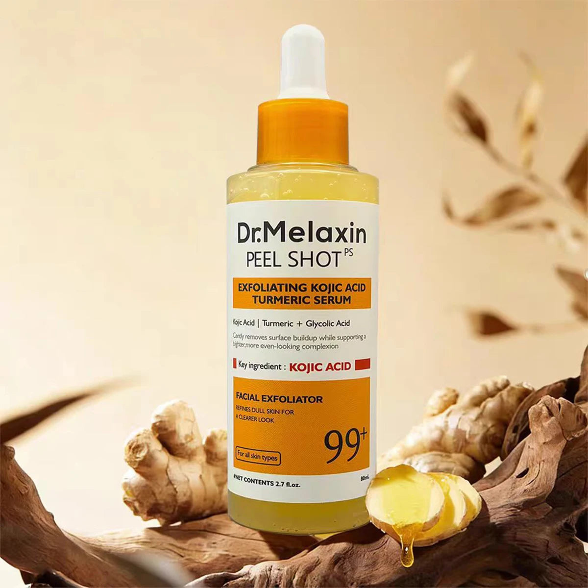 Dr.Melaxin PEEL SHOT EXFOLIATING KOJIC ACID TURMERIC SERUM 80ml, Clear Dullness, Purify Pores, Korean Cosmetics, Korean Skincare