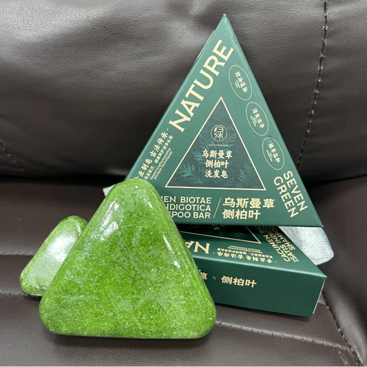 Green Shampoo Bar For Hair Growth Anti Hair Loss Control Oil & Dandruff Removal With Arborvitae & Usmania Herbs For Thicker Hair