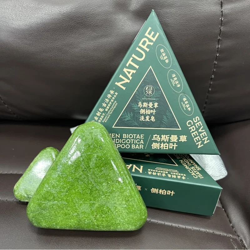 Green Shampoo Bar For Hair Growth Anti Hair Loss Control Oil & Dandruff Removal With Arborvitae & Usmania Herbs For Thicker Hair