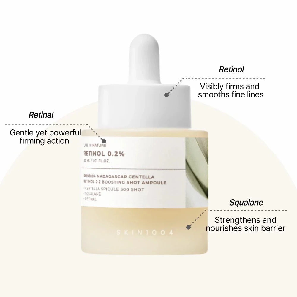 Korean Centella Retinol 0.2% Boosting Shot Ampoule,Facial Serum for Skin Elasticity,Reduce Fine Lines Beauty Skin Care Products