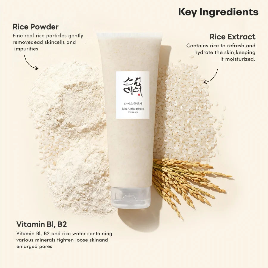 Korean Facial Brightening Cleanser,Low-pH Korean Rice Water Face Wash for Sensitive,Dry Skin,Gentle Face Wash for Moisturizing