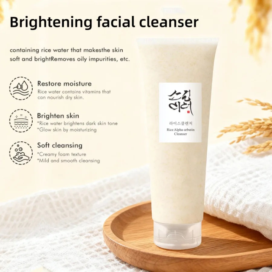 Korean Facial Brightening Cleanser,Low-pH Korean Rice Water Face Wash for Sensitive,Dry Skin,Gentle Face Wash for Moisturizing