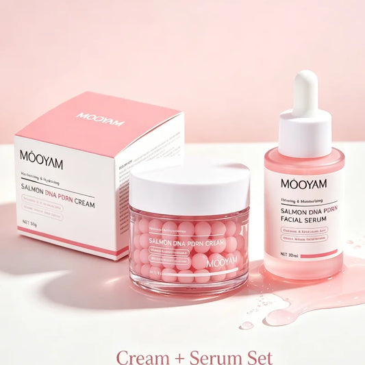 Salmon DNA PDRN Skin Care Set 50g Cream 30ml Facial Serum Collagen Hyaluronic Acid Hydrating Daily Face Skin Care Kit