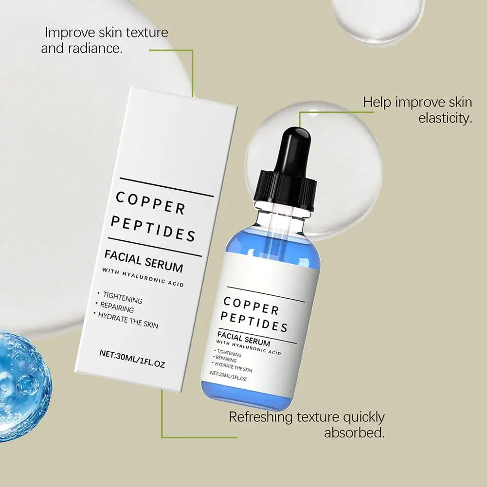 30ML Copper Peptide Serum for Face with Hyaluronic Acid, Copper Peptide Face Serum Moisturising Soothing for Fine Lines Skincare