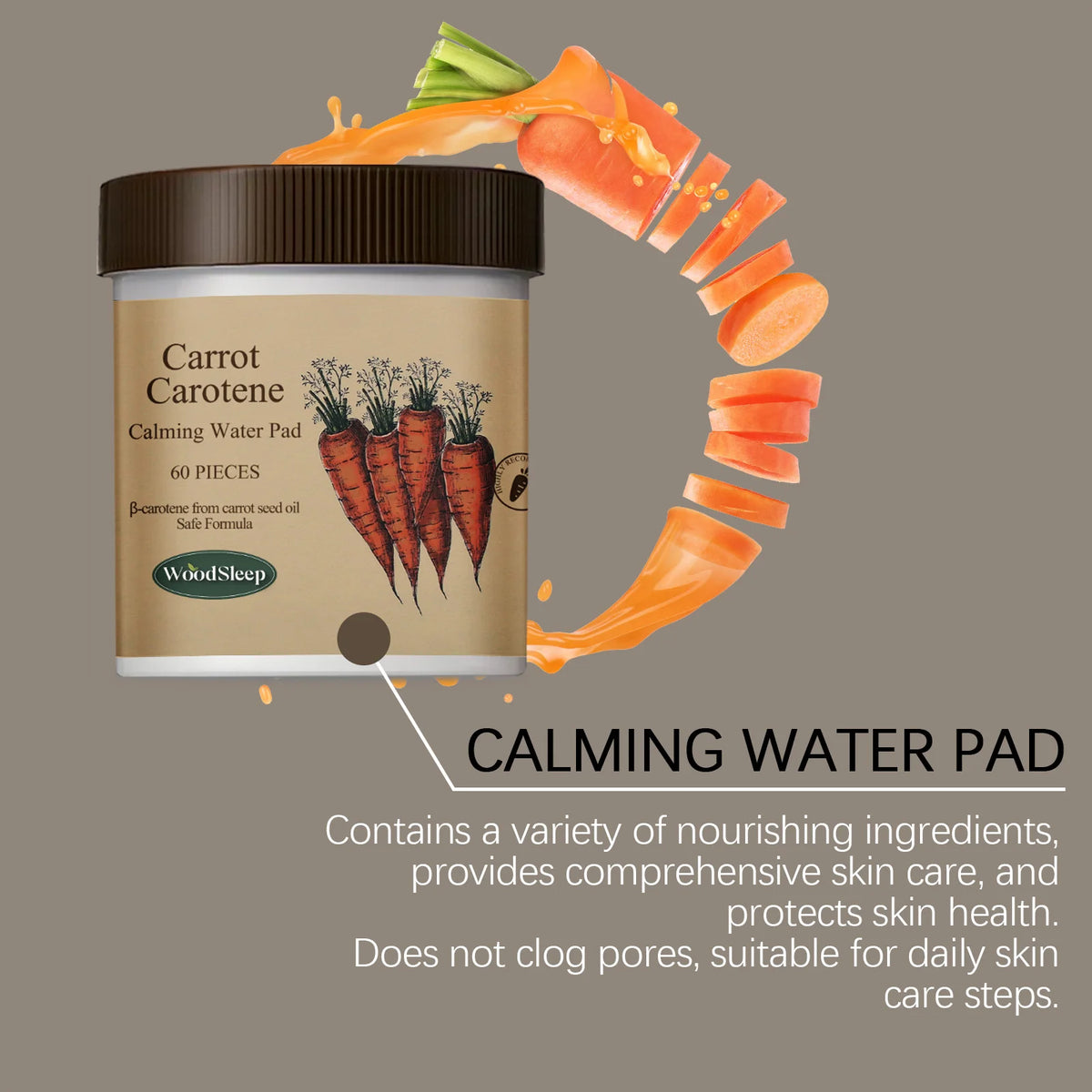60PCS Carrot Carotene Face Pad Gentle Purifing Pores Moisturizing Refreshing Non-tight Soothing Redness Mild Face Cleaner Pad