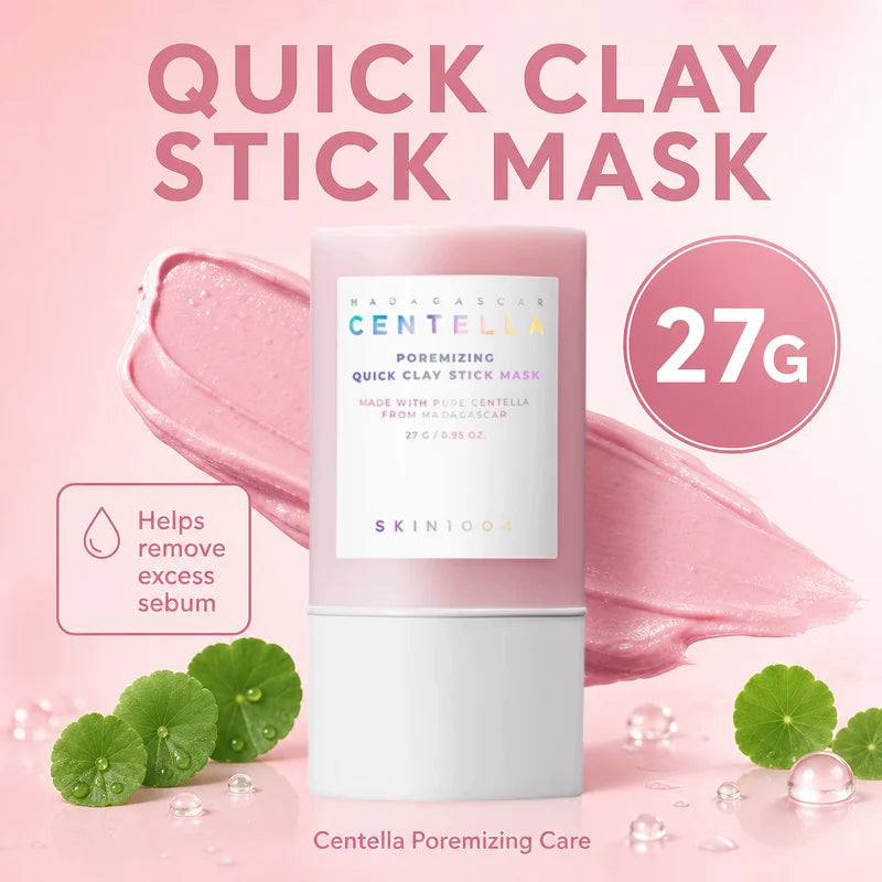 Korean Skincare Centella Moisturizing Pore Cleansing Set,Poremizing Quick Clay Stick Mask & Facial Deep Cleansing Cleanser Foam