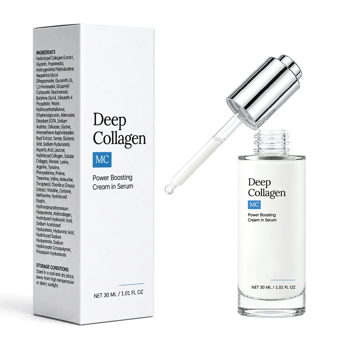 30ml Deep Collagen Power Boosting Cream In Serum Lightweight Non‑Greasy Fast‑Absorbing Daily Facial Skin Care Essence For Face