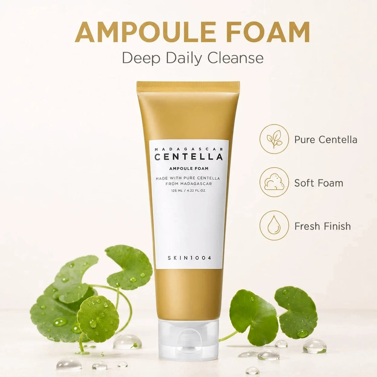 Korean Centella Poremizing Deep Cleansing Foam,Tone Brightening Cleansing Gel Foam,Facial Moisturizing Fresh Cleanser 125ml