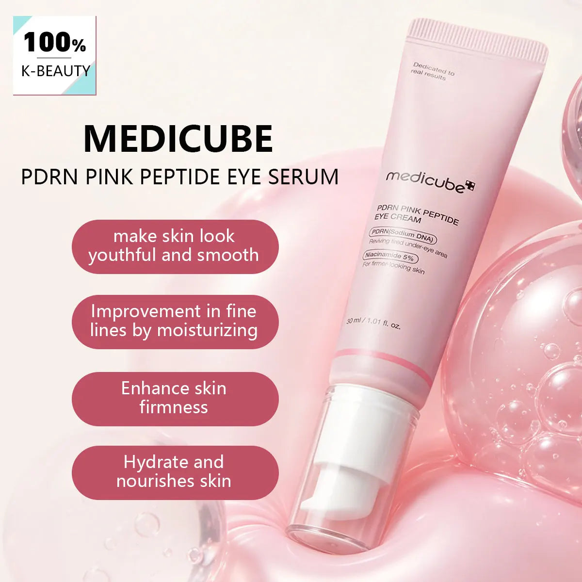 MEDICUBE PDRN PINK PEPTIDE EYE SERUM 30ml, Smooth Liquid, Gentle Eye Care, Korean Cosmetics, Korean Skincare