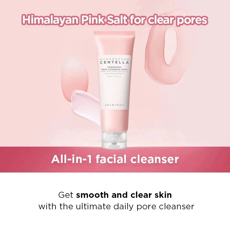 Korean Skincare Centella Moisturizing Pore Cleansing Set,Poremizing Quick Clay Stick Mask & Facial Deep Cleansing Cleanser Foam