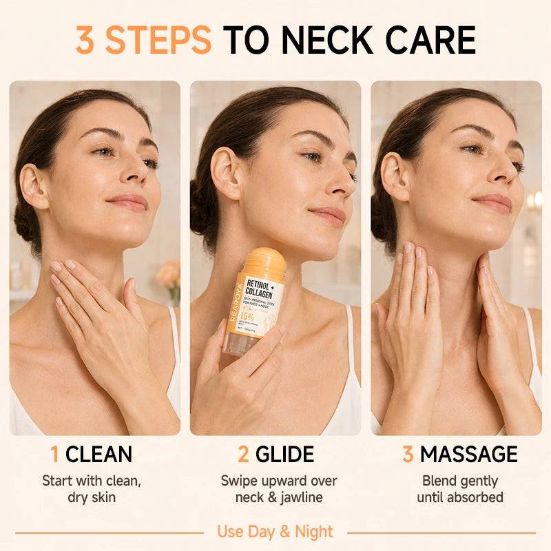 Retinol + Collagen Face Cream Neck Renewal Stick,Day and Night Hydrating Facial Lifting Firming Cream,Non-Greasy, Easy to Absorb