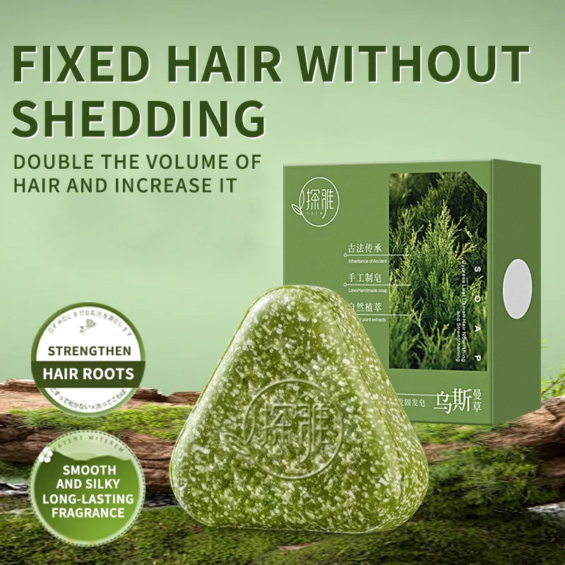 Natural Arborvitae Usman Grass Herbal Shampoo Bar For Hair Growth, Anti Hair Loss Treatment, Oil Control Dandruff Removal Soap