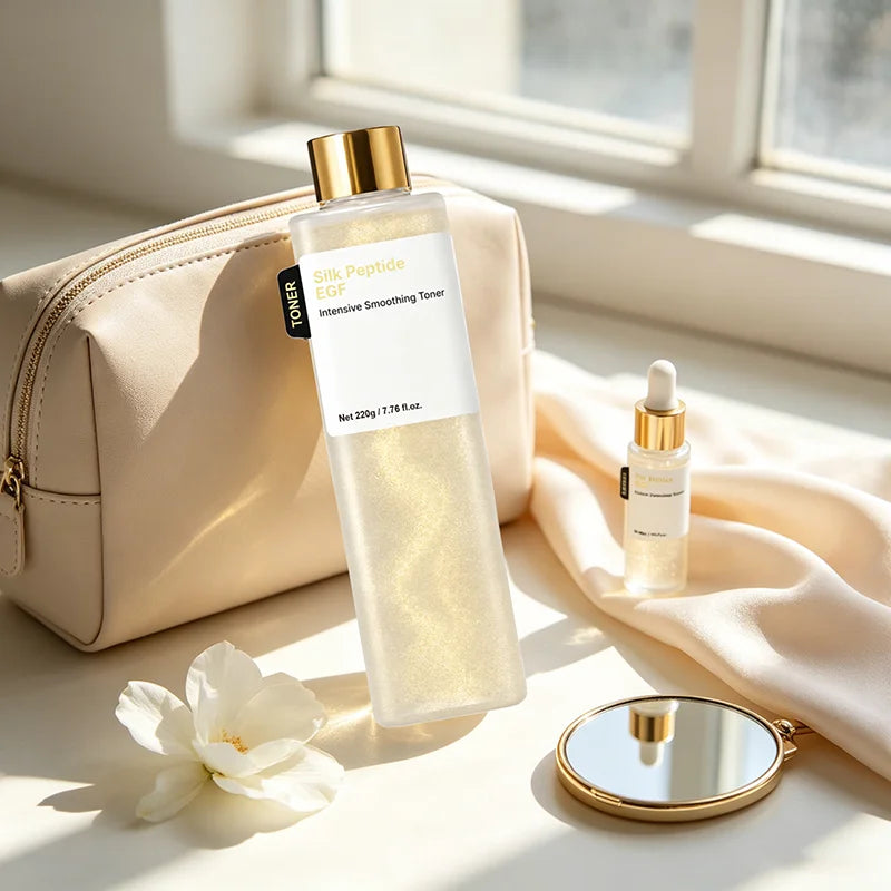 Silk Peptide EGF Facial Toner Gold Particle Smoothing Essence Water Deep Hydration Moisturizing Face Liquid Daily Korea Skincare