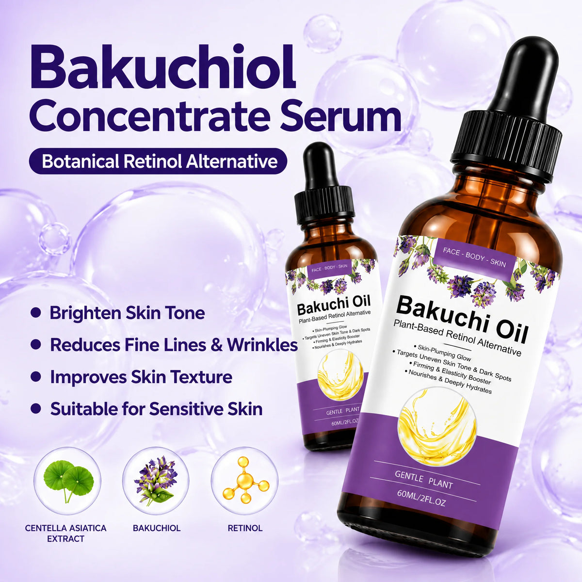Bakuchiol Concentrate Serum High Potency Retinol Alternative Firming Smooth Skin Korean Wrinkle Care Restore Skin Healthy Glow