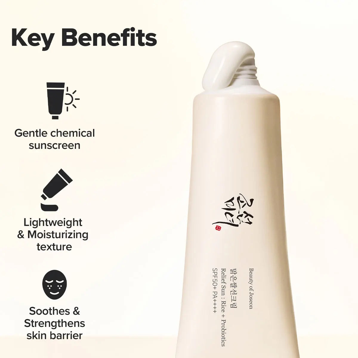 Beauty of Joseon Relief Sun : Rice+Probiotics SPF50+ PA++++ 50ml,Comfortable Wear,Easy To Spread,Korean Skincare,Korean Makeup