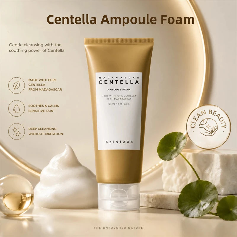 Korean Skincare Centella Ampoule Foam,Face Cleanser & Moisturizing Deep Cleansing,Gentle Daily Cleanser for Soft Skin 125ml