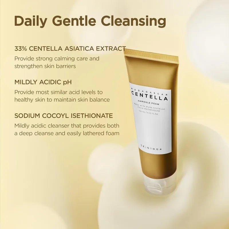 Korean Skincare Centella Ampoule Foam,Face Cleanser & Moisturizing Deep Cleansing,Gentle Daily Cleanser for Soft Skin 125ml