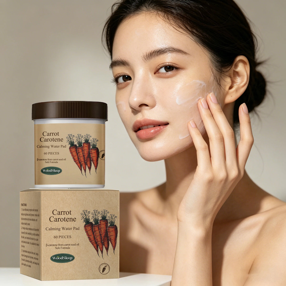 60PCS Carrot Carotene Face Pad Gentle Purifing Pores Moisturizing Refreshing Non-tight Soothing Redness Mild Face Cleaner Pad