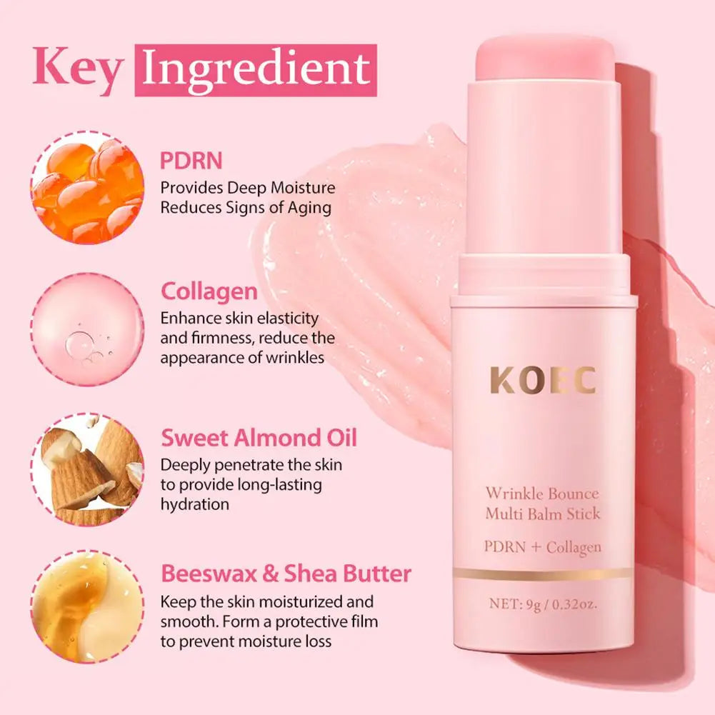 PDRN Collagen Wrinkle Bounce Multi Balm Korean Skin Care Cream Stick For Lasting Moisturizing Smoothing Wrinkle Deep Hydrating